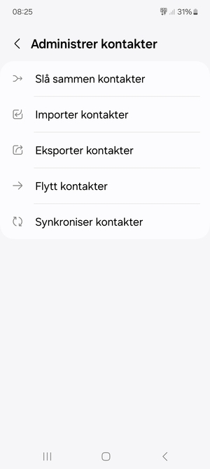 Velg Importer kontakter