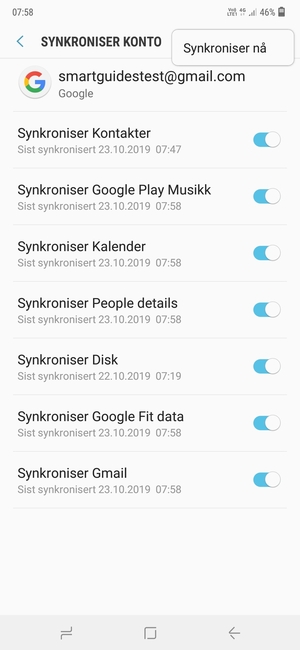 Velg Synkroniser nå