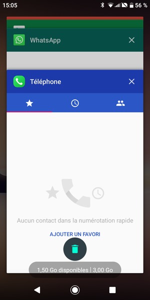 Sélectionnez l'icône Supprimer pour fermer toutes les applis en cours d'exécution