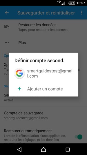 Sélectionnez votre compte de sauvegarde