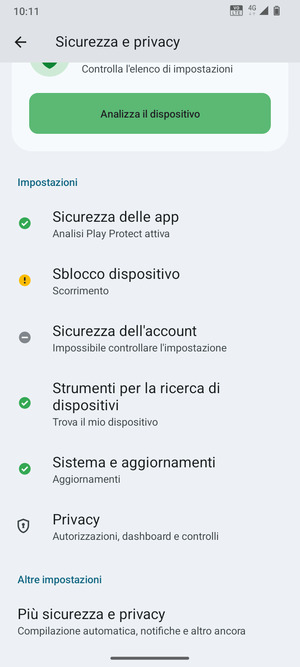 Per cambiare il PIN della scheda SIM, vai al menu Sicurezza e privacy e  scorri e seleziona Piú sicurezza e privacy