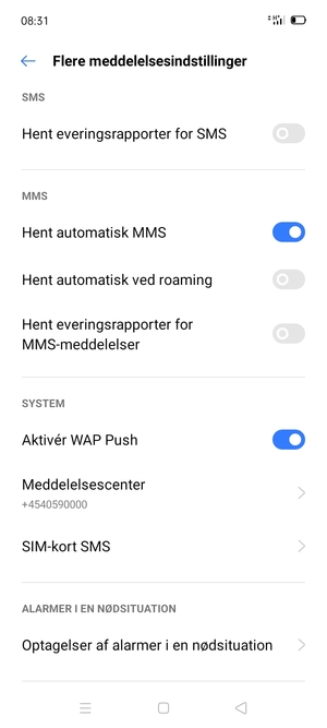 Vælg Meddelelsescenter