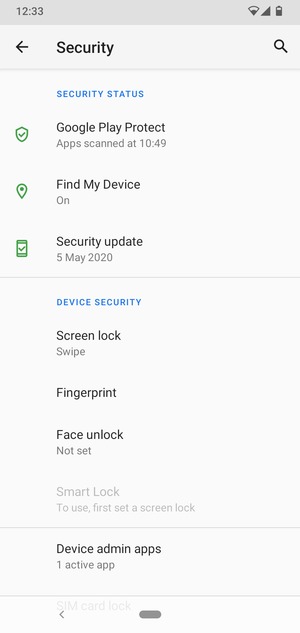 Select Screen lock
