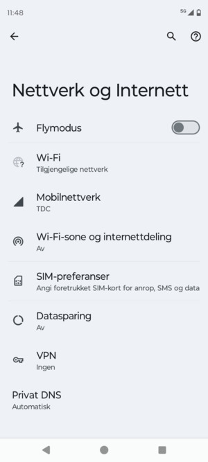 Velg Mobilnettverk