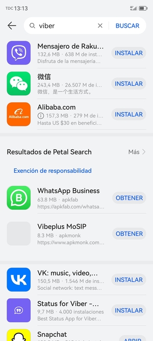 Seleccione la aplicación