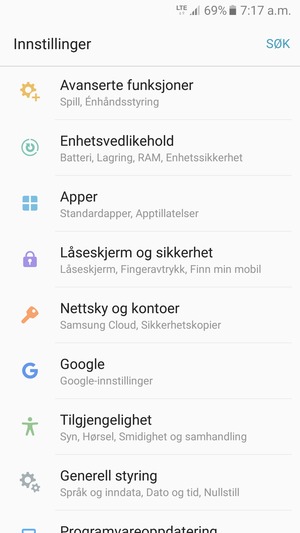 Bla til og velg Låseskjerm og sikkerhet