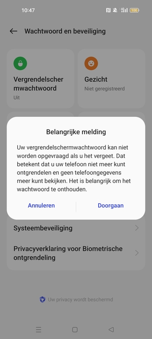 Selecteer Doorgan