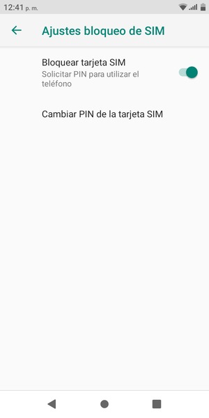 Seleccione Cambiar PIN de la tarjeta SIM