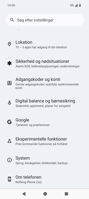 Scroll til og vælg System
