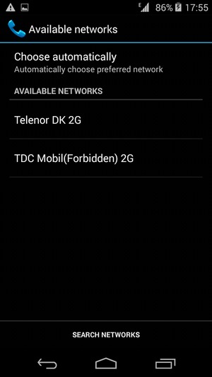 Select a network operator from the list