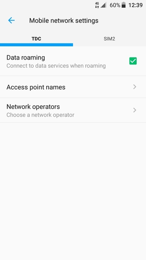 Turn Data roaming on or off