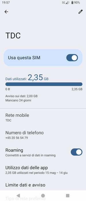 Attiva o disattiva Roaming