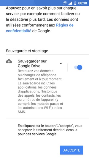 Sélectionnez J'ACCEPTE
