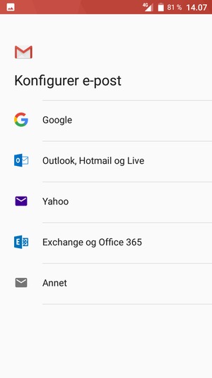 Velg Outlook, Hotmail og Live