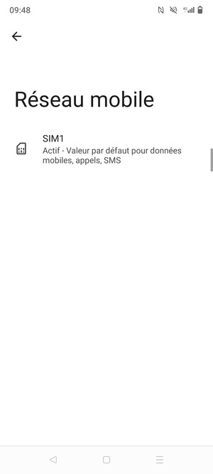 Sélectionnez SIM1 ou SIM2