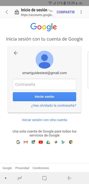 Introduzca su contraseña de Gmail y seleccione Iniciar sesión