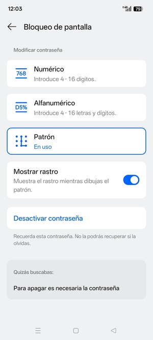 El teléfono ha sido asegurado con un bloqueo de pantalla