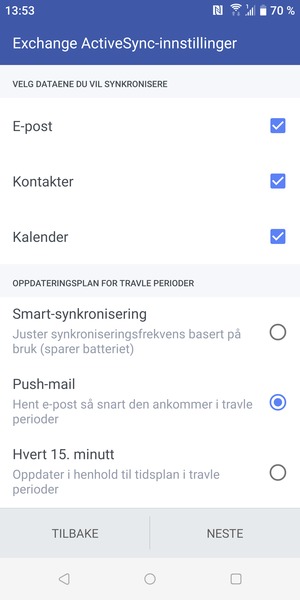 Velg ønsket alternativ og velg NESTE