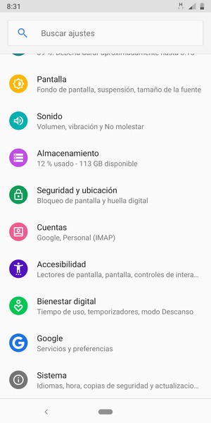Desplácese y seleccione Sistema