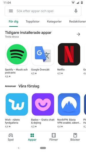 Tryck på sökfältet
