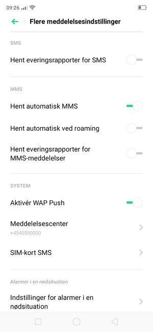 Vælg Meddelelsescenter