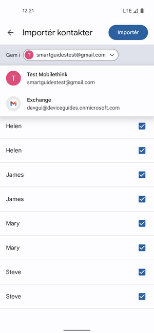 Vælg din Googe konto