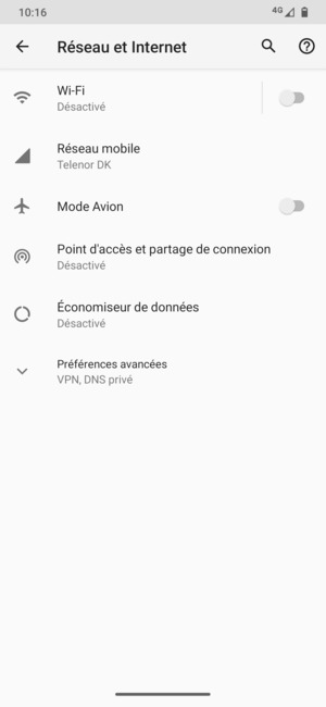 Sélectionnez Point d'accès et partage de connexion