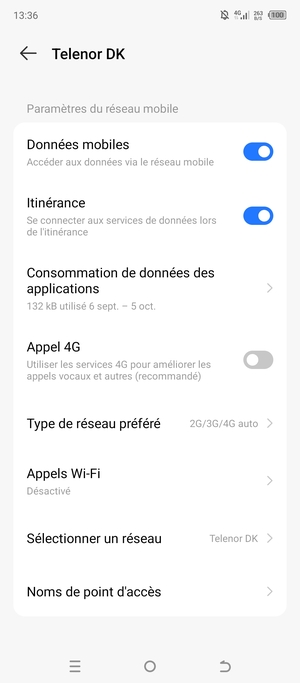 Activer ou désactiver Itinérance