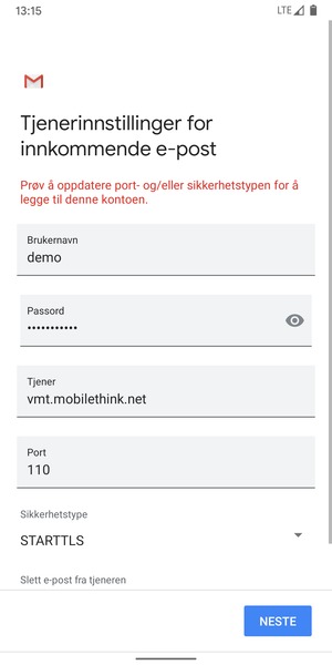 Velg Sikkerhetstype