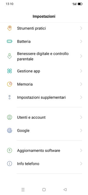 Scorri e seleziona Aggiornamento software