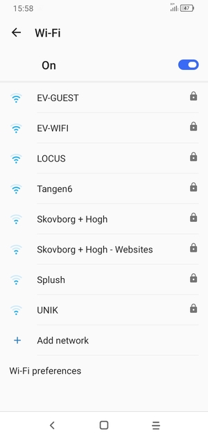 Select the wireless network you want to connect to