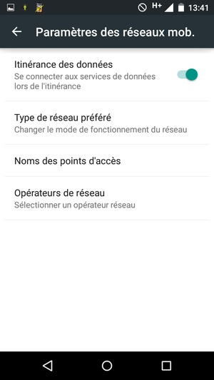 Activer ou désactiver Itinérance des données