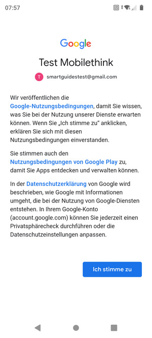 Wählen Sie Ich stimme zu