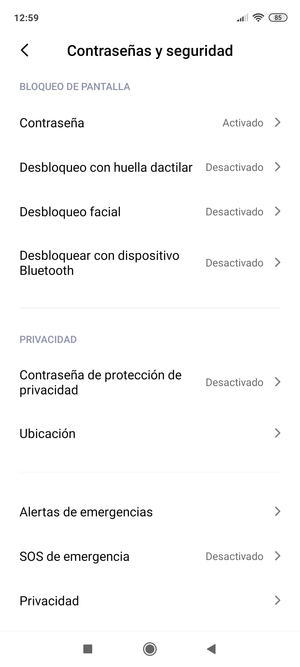 El teléfono ha sido asegurado con un bloqueo de pantalla