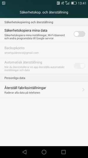 Aktivera Säkerhetskopiera mina data