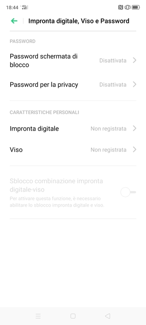 Seleziona Password schermata di blocco
