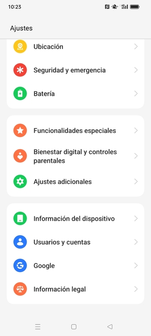 Desplácese y seleccione Información del dispositivo