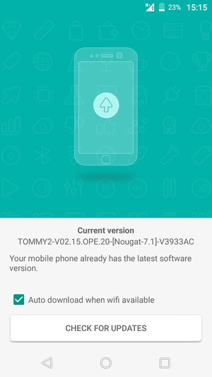 If your phone is up to date, you will see the following screen