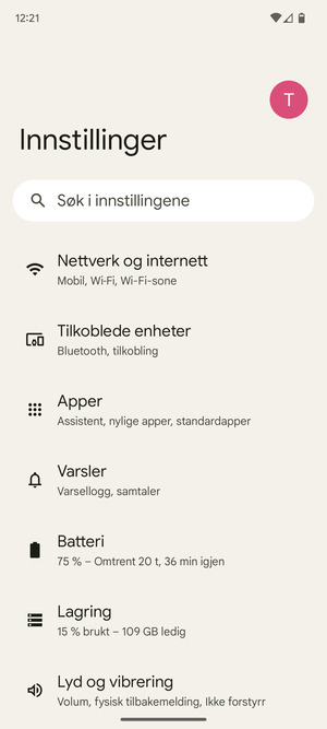 Velg Nettverk og internett