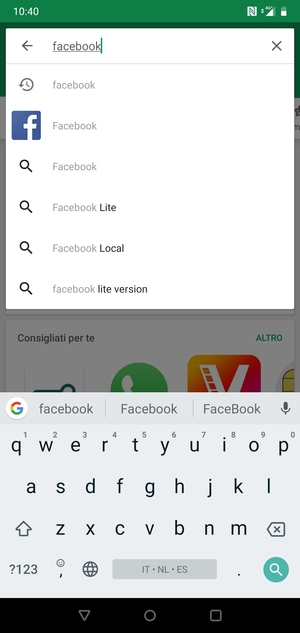 Inserisci il nome dell'app e seleziona Cerca