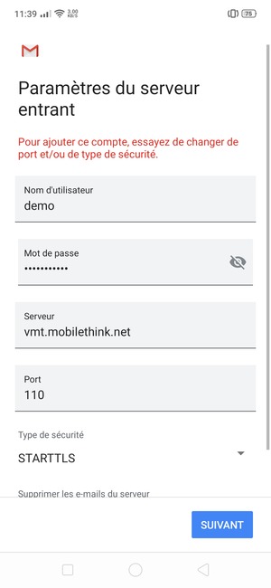 Sélectionnez Type de sécurité