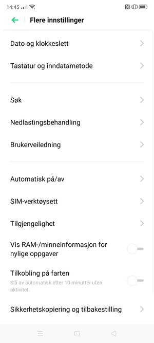 Bla til og velg Sikkerhetskopiering og tilbakestilling