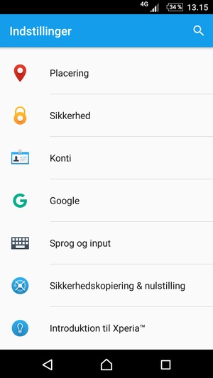 Scroll til og vælg Sikkerhed