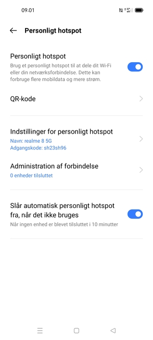 Din telefon er nu sat op til brug som modem