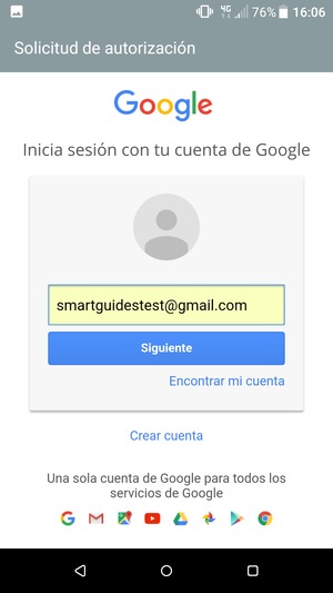 Introduzca su dirección de Gmail y seleccione Siguiente