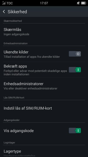Vælg Indstil lås af SIM/RUIM-kort