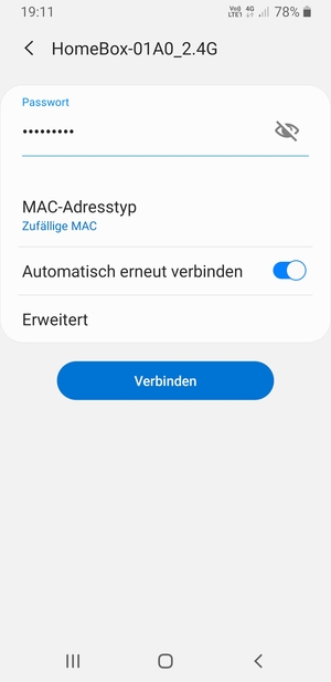 Geben Sie das WLAN-Passwort ein und wählen Sie Verbinden