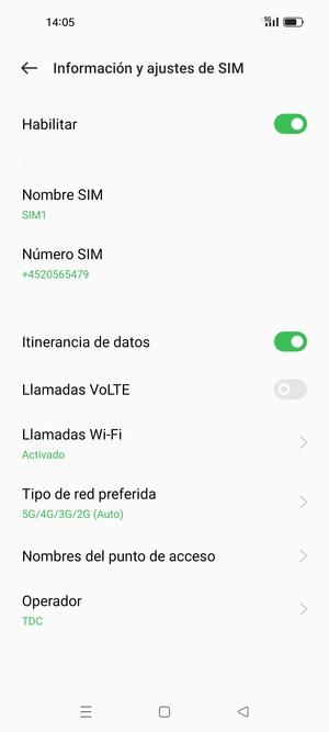 Activar o desactivar Itinerancia de datos