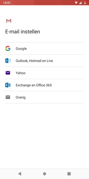 Selecteer Exchange en Office 365