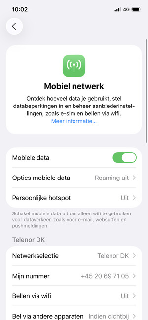 Selecteer Opties mobiele data